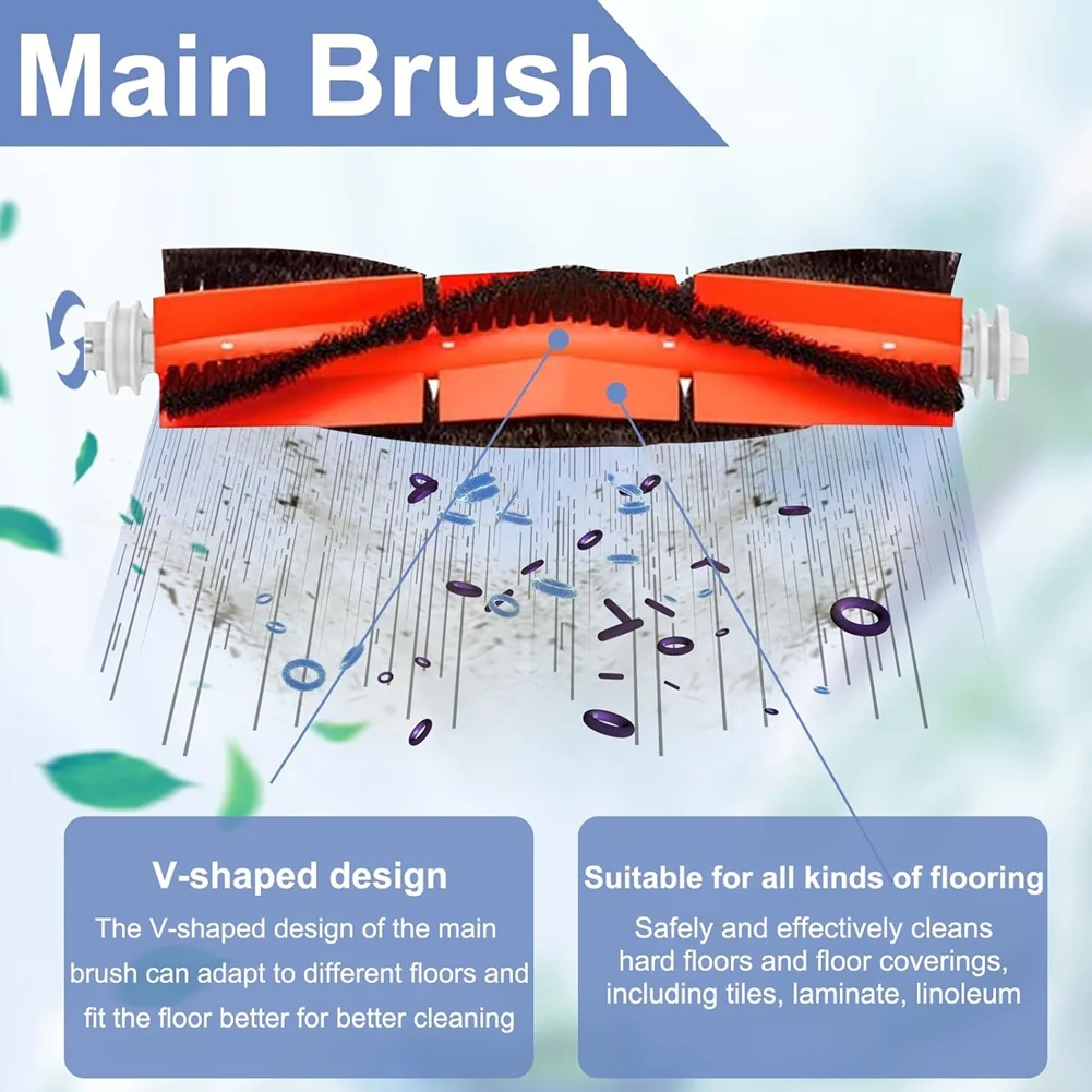 A01M Zubehörset für Dreame D9 / D9 Max / L10 Pro Roboterstaubsauger, Rollenbürsten, Filter, Wischpads, Seitenbürsten