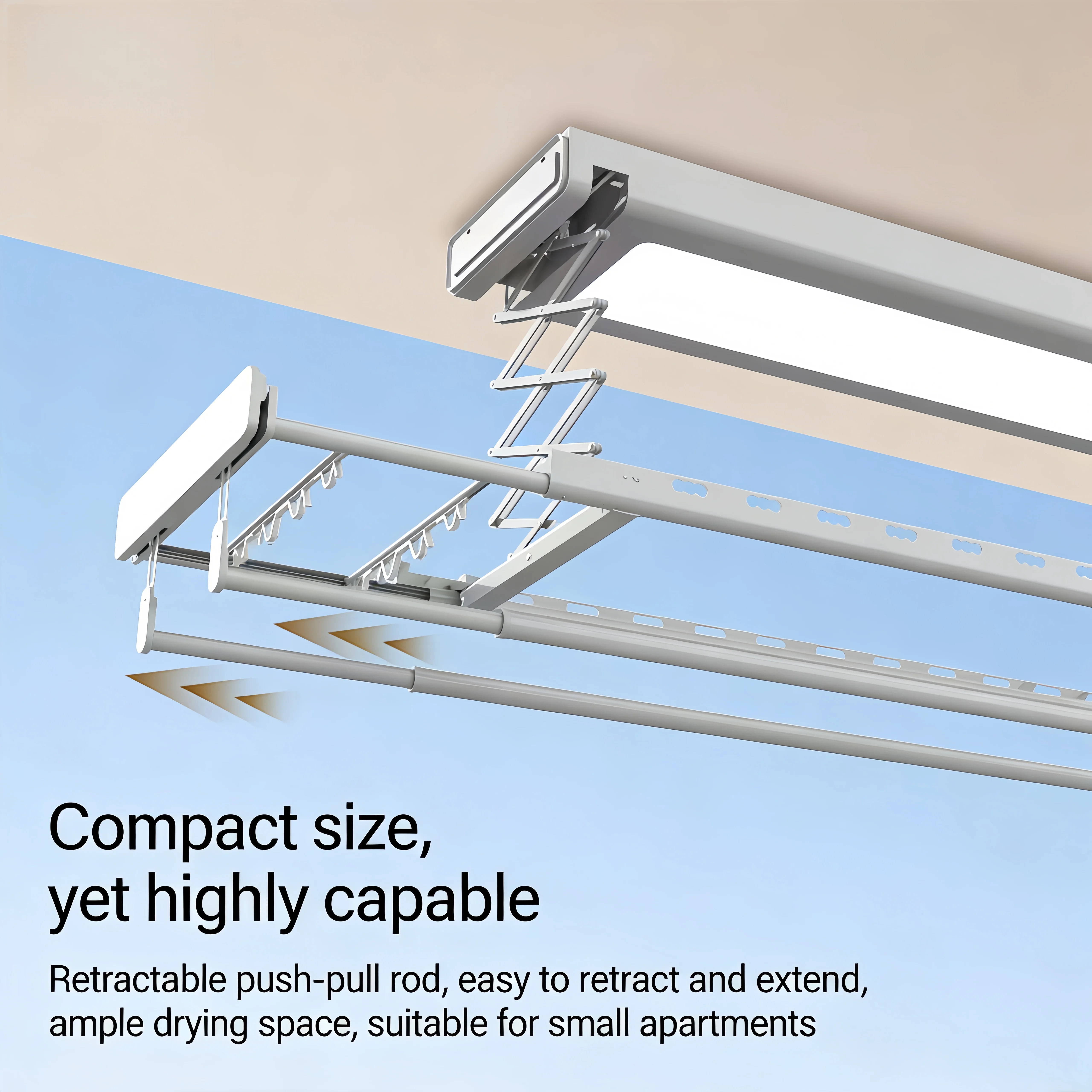 Rack Laundry Hanger Clothes Wall Smart Electric Automatic Clothes Dryer Remote Control Lift Extendable Fold LED Lighting