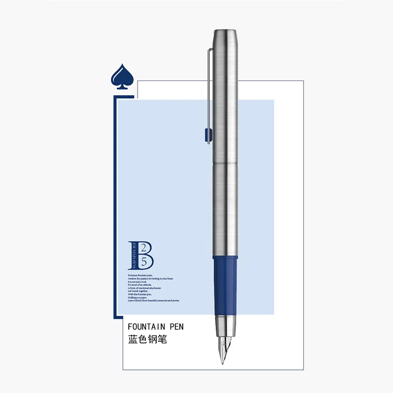 MAJOHN B25 قلم حبر من الفولاذ المقاوم للصدأ رفيع 0.5 مللي متر بنك الاستثمار القومي ، مع محول في الكتابة هدية القلم مدرسة مكتب لوازم مكتبية