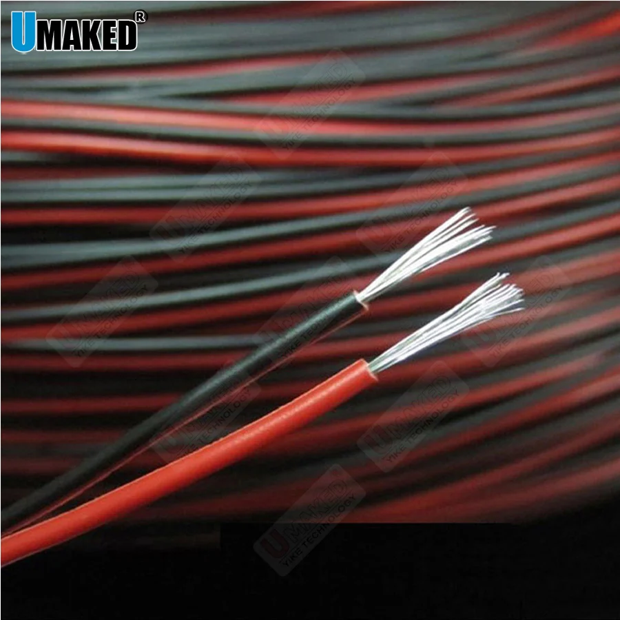 10/50/100meter AWG22/24/26 Gauge AWG Electrical Wire Tinned Copper Insulated PVC Extension LED Strip Cable Red Black Wire extend