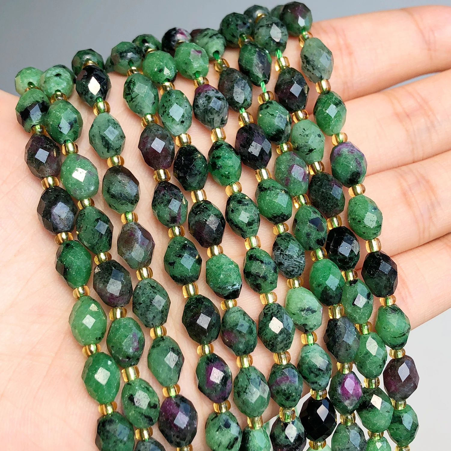 

8x7mm AAA Faceted Oval Epidote Zoisite Beads Natural Stone Green Rice Shape Spacer Beads For Jewelry Making DIY Charms Bracelets