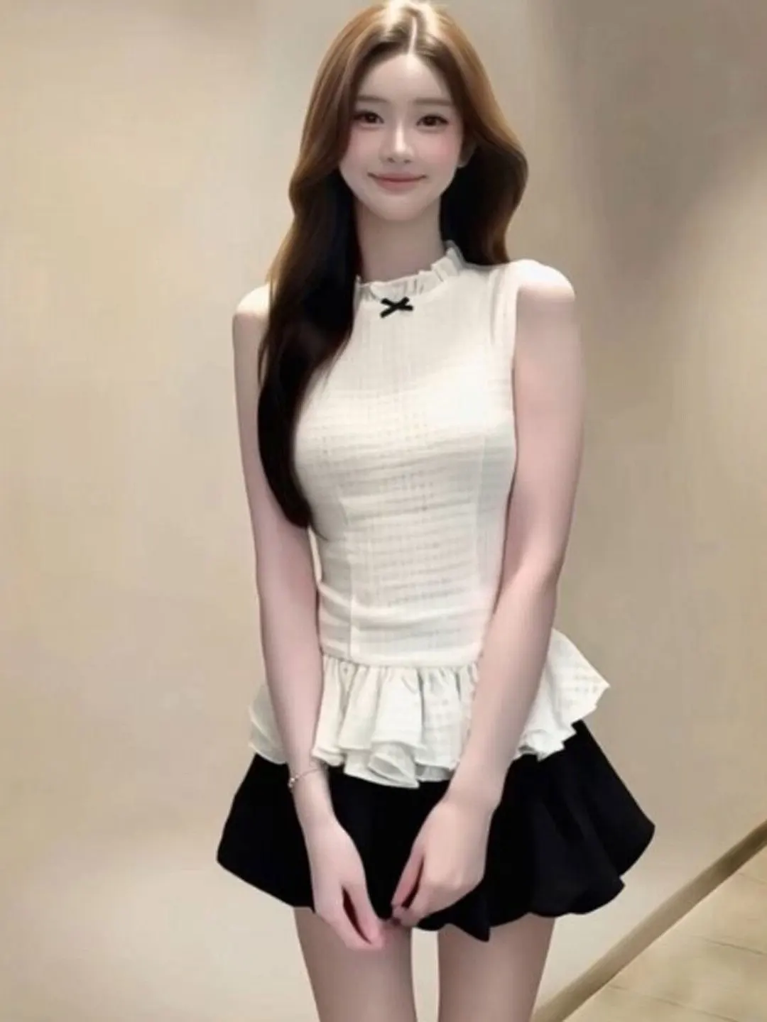 

Korean Style Vest Top And Skirt Two-Piece Set Summer Comfortable Breathable Fashionable Women's Clothing round Neckline Short...