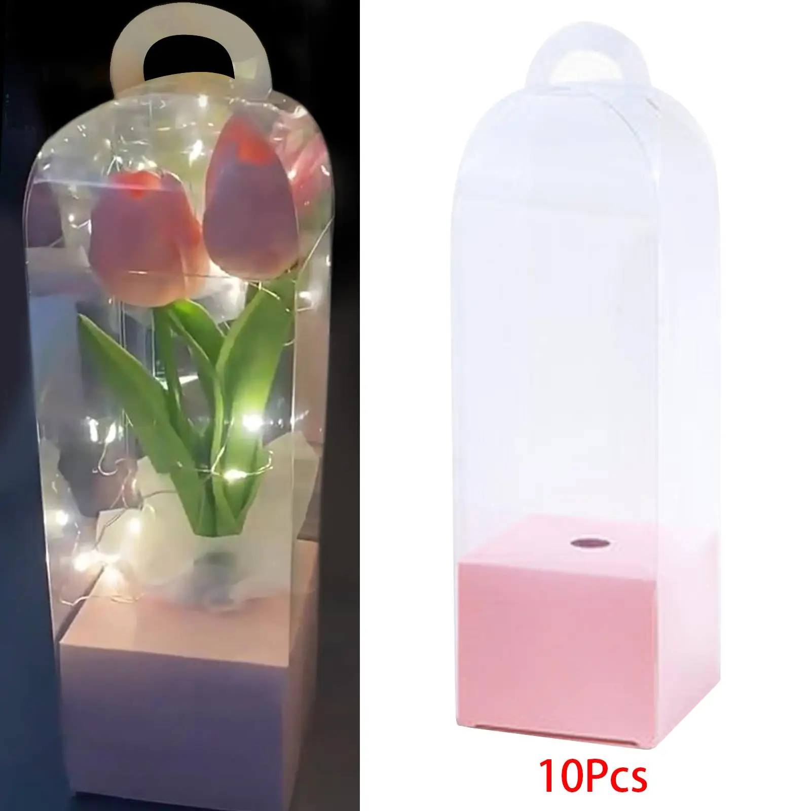 持ち手付き透明ギフトボックス、ポータブルpvcフラワーブーケ包装、再利用可能な花用バッグ、ベビーシャワーや結婚式のイベントに最適