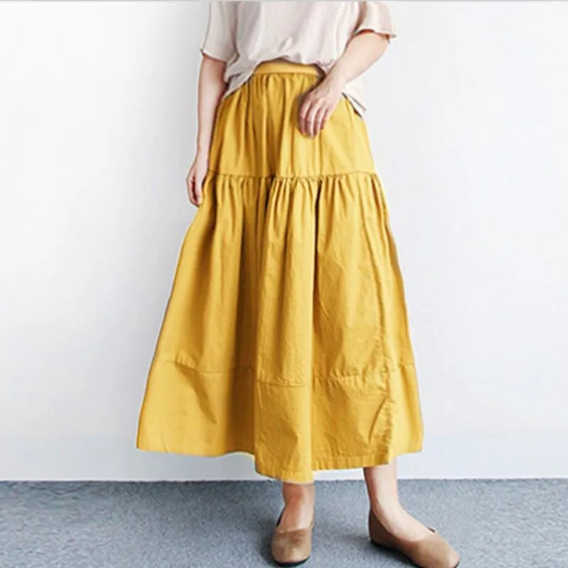 Summer Autumn Women Long Skirts 2026 Solid Elegant High Elastic Waist A Line Maxi Skirt Black Khaki Blue 11 Colors faldas mujer