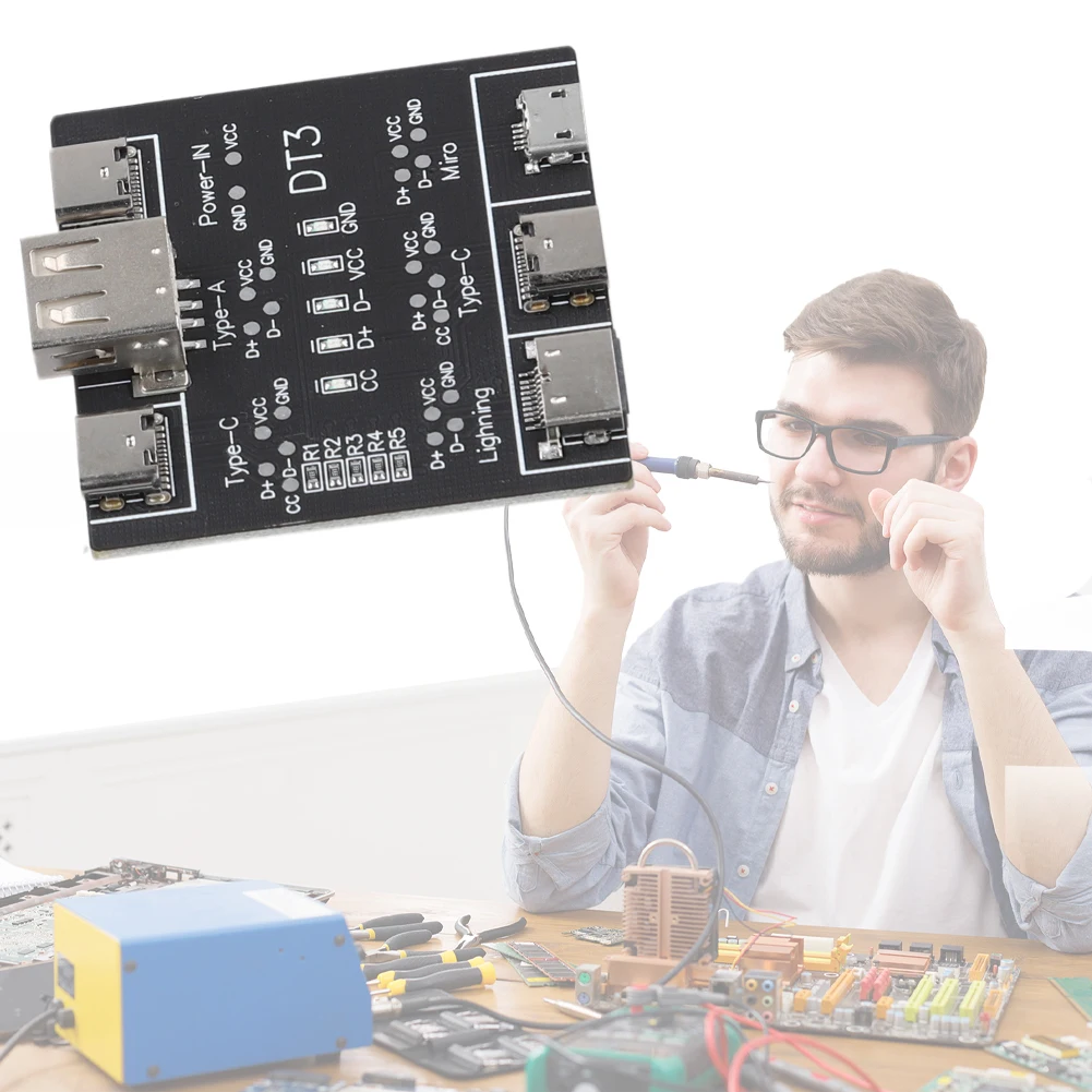 اختبار كابل USB من النوع C ، اختبار كابل البيانات ، لوحة ثنائي الفاحص ، كابل البيانات ، الكشف على الخروج ، مدقق كابل USB لنظام iOS ، Android ، DT3