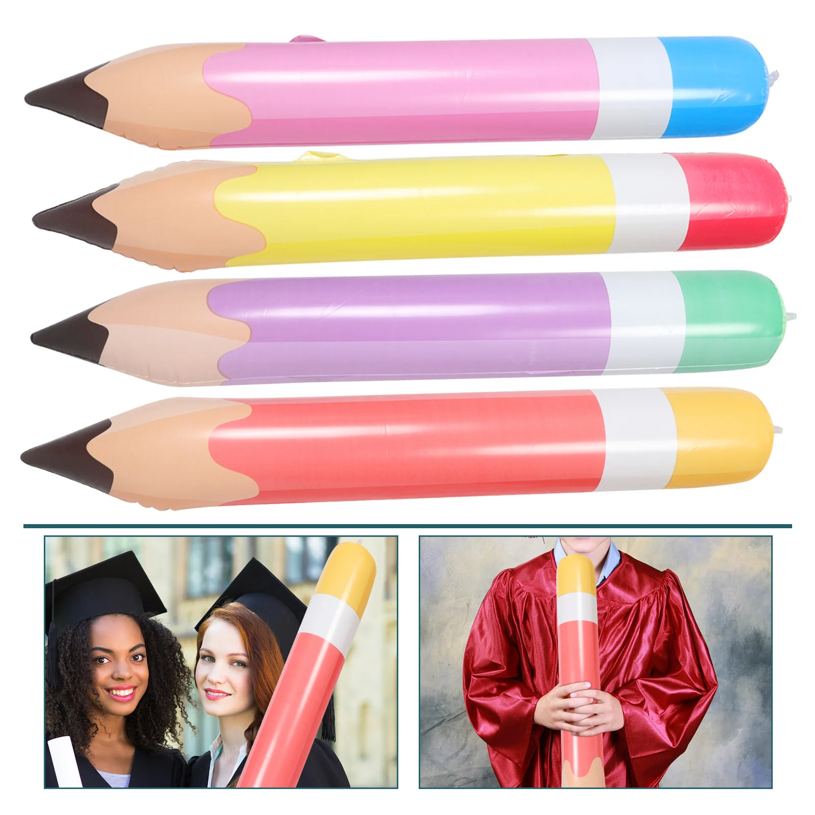 

4Pcs Large Inflatable Pencil Balloons Vibrant Design for Back to School Party Supplies Classroom Decoration Graduation