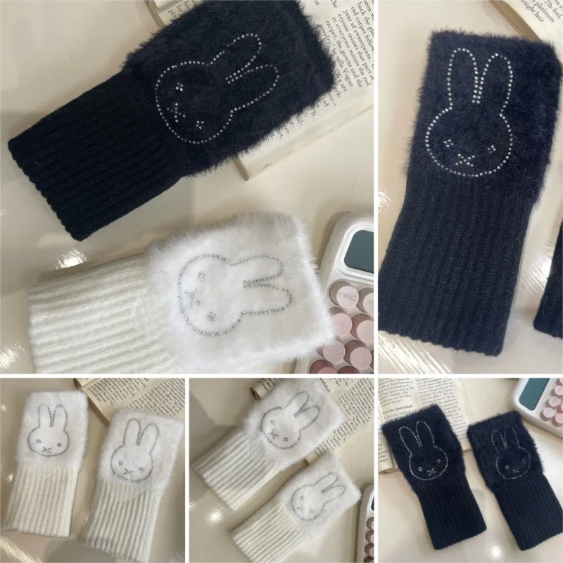 

Популярные вязаные перчатки серии Miffy с героями мультфильмов, изысканные милые осенние и зимние теплые перчатки с защитой запястья для творчества