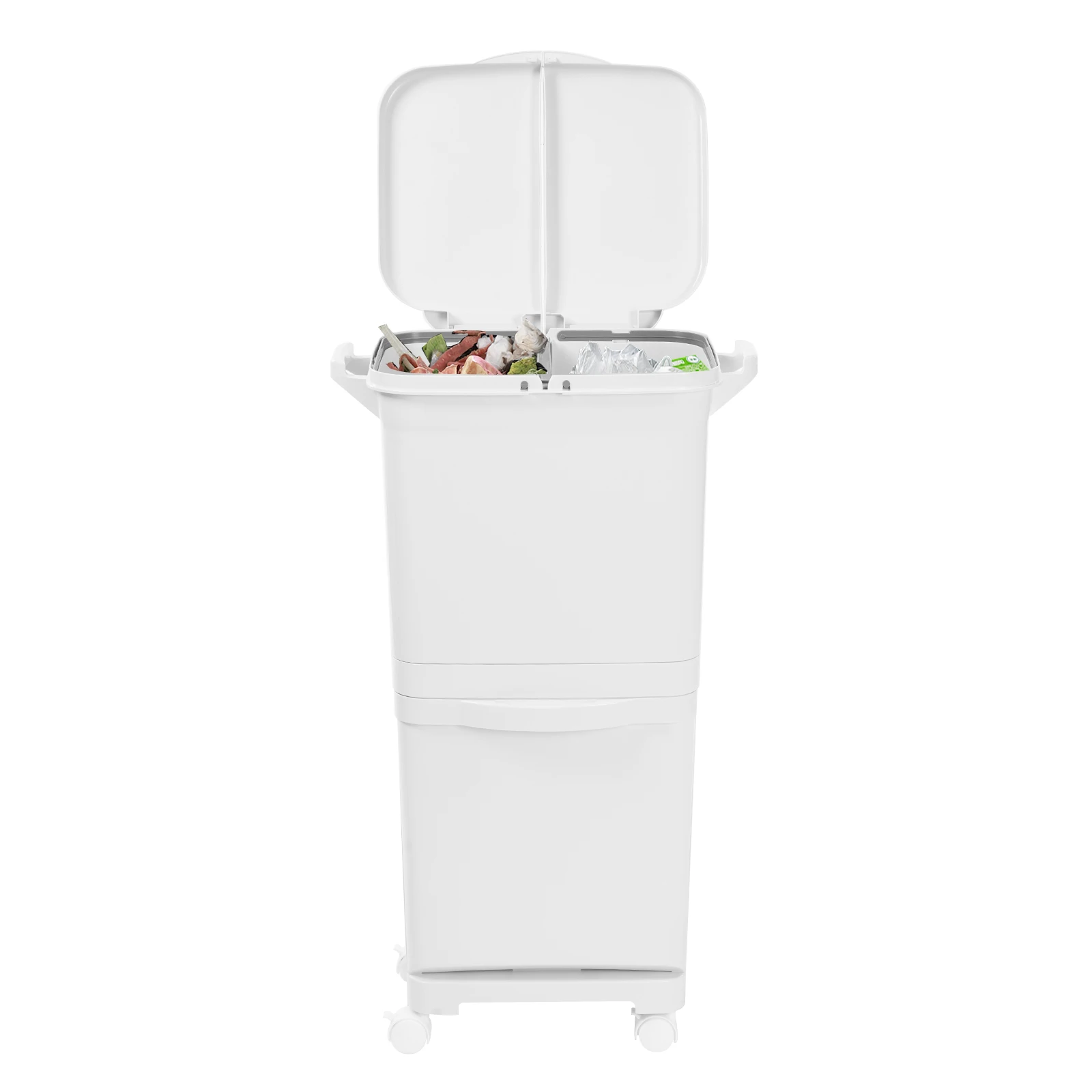 Weißer 45-Liter-Mülleimer aus PP, klassifiziert, Küchen-Mülleimer, Sortier-Mülleimer, vertikaler Mülleimer für Küchen, Schlafzimmer, Badezimmer – Detail 7