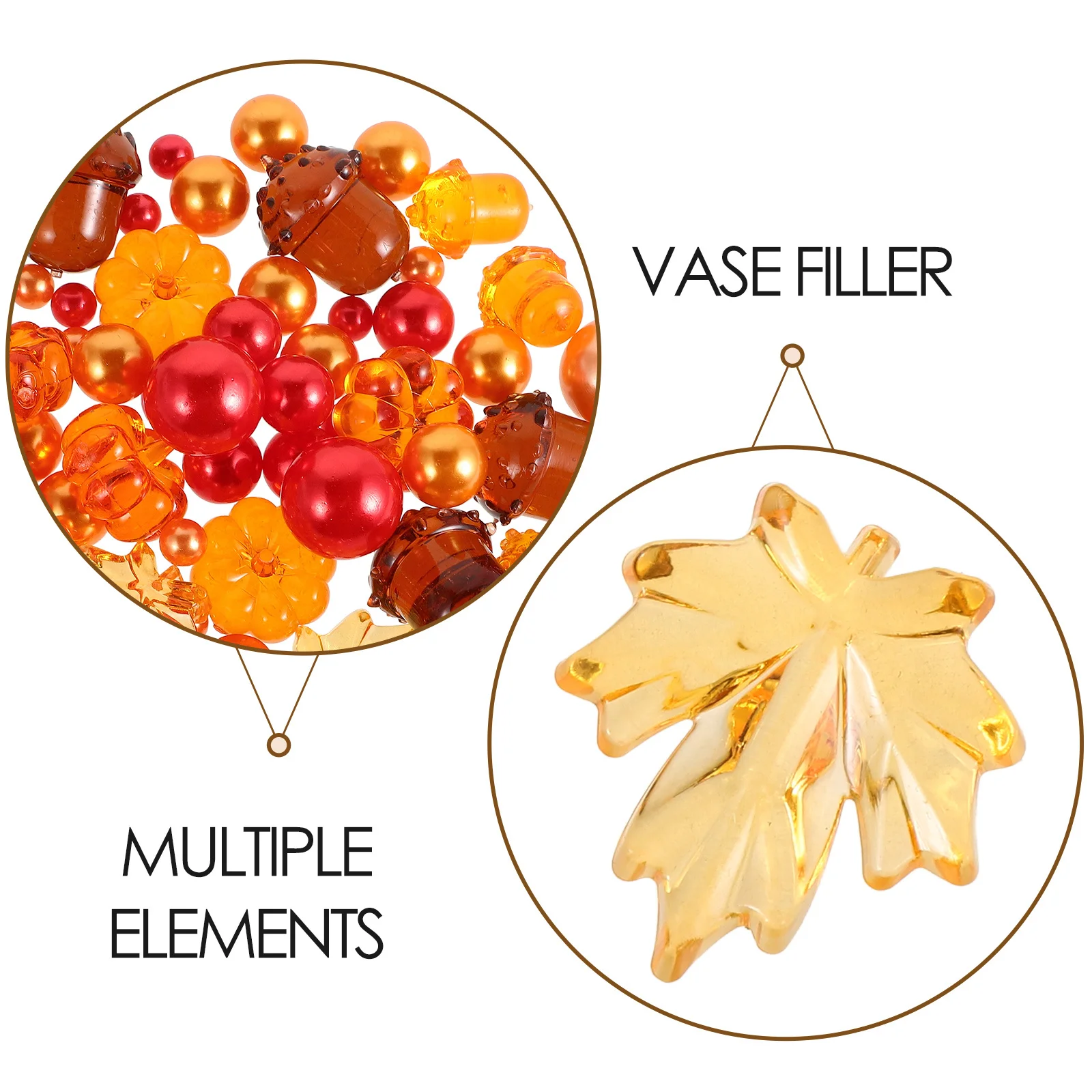 1 Juego de cuentas flotantes de avellanas, hoja de arce y calabaza de otoño para Acción de Gracias, relleno de jarrón, centro de mesa de otoño, decoración estacional