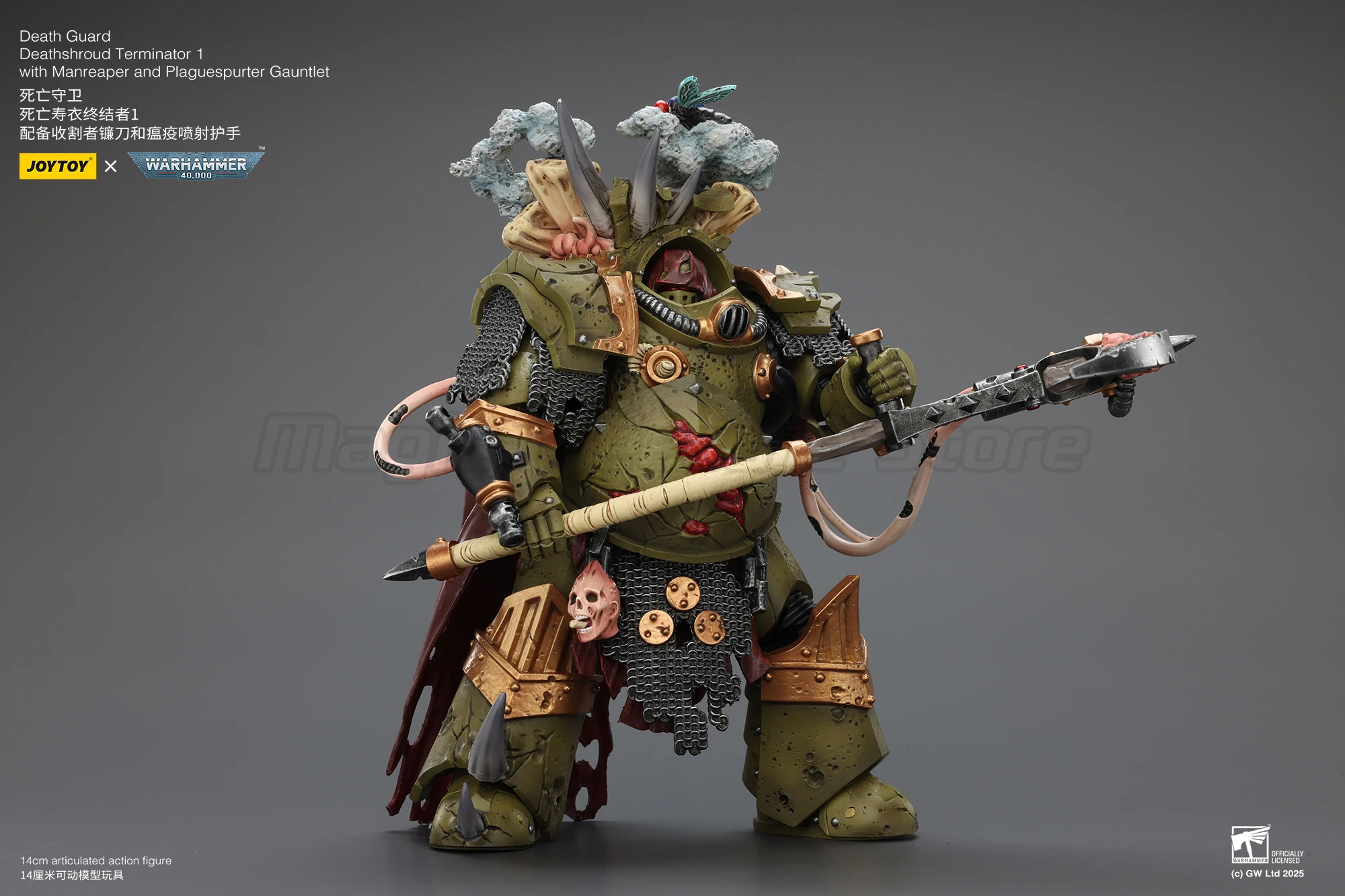 

【MT】JOYTOY Warhammer 40K Death Guard Terminator 1 с перчатками Manreaper и Plaguespurter, фигурка 1/18
