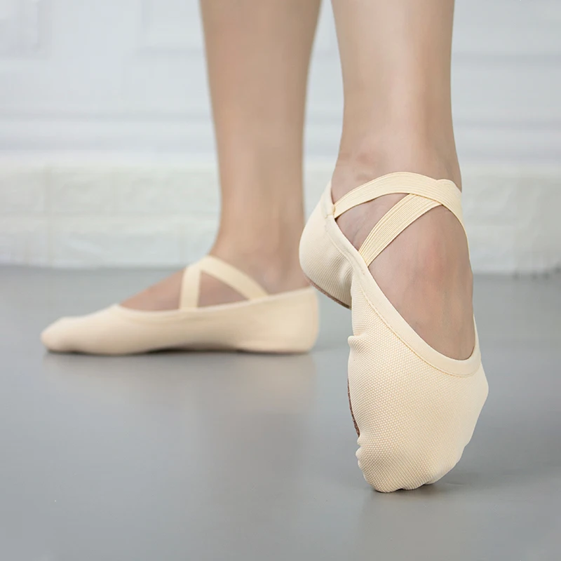 Girls Ballet Shoes Split-Sole Flats Ballet Dance Shoes Crossed Instep Elastics Gymnastics Shoes ﻿Women Men Ballet dancing flats