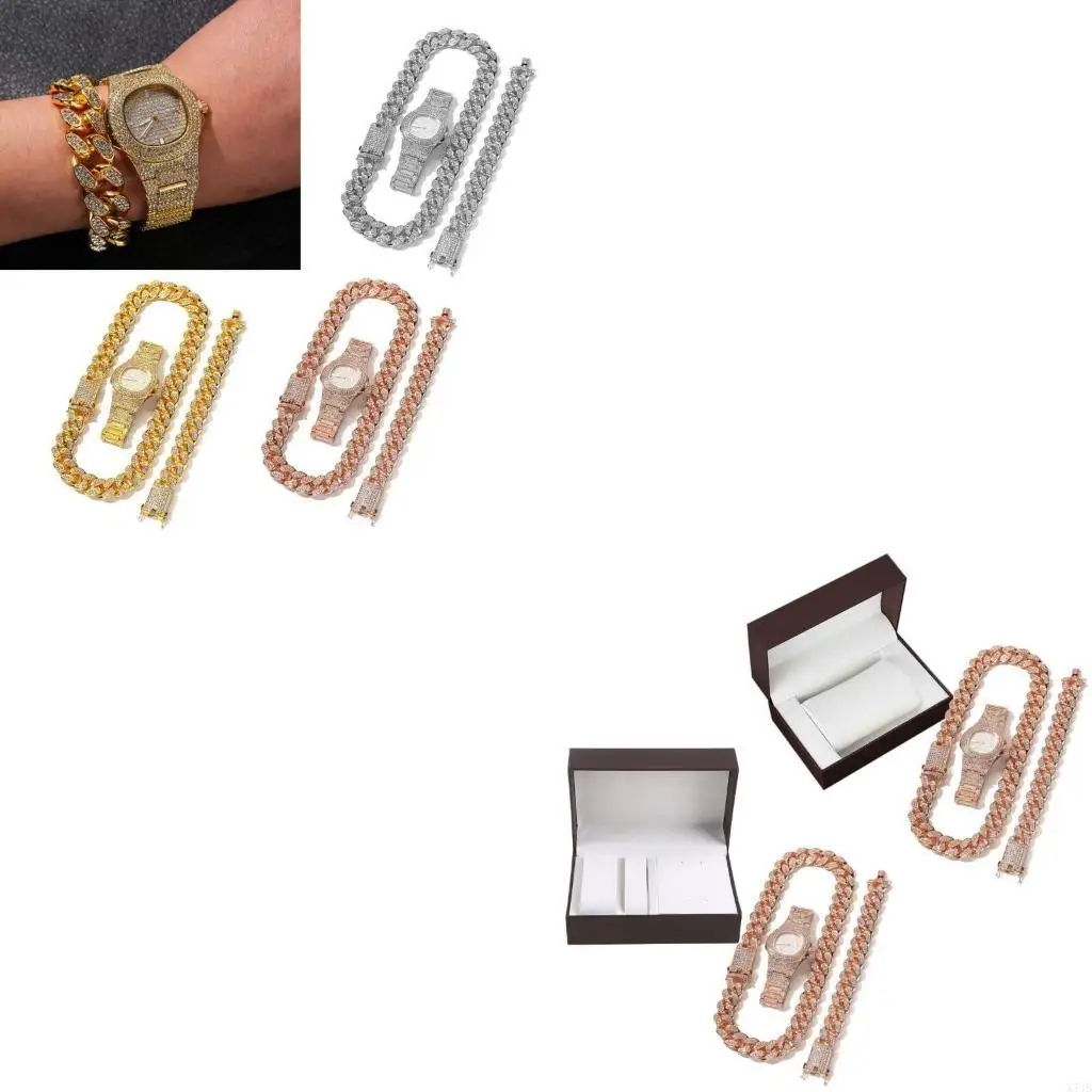 

Комплект украшений со стразами, часы, ожерелье, браслет, 3 предмета, женские аксессуары для вечеринок