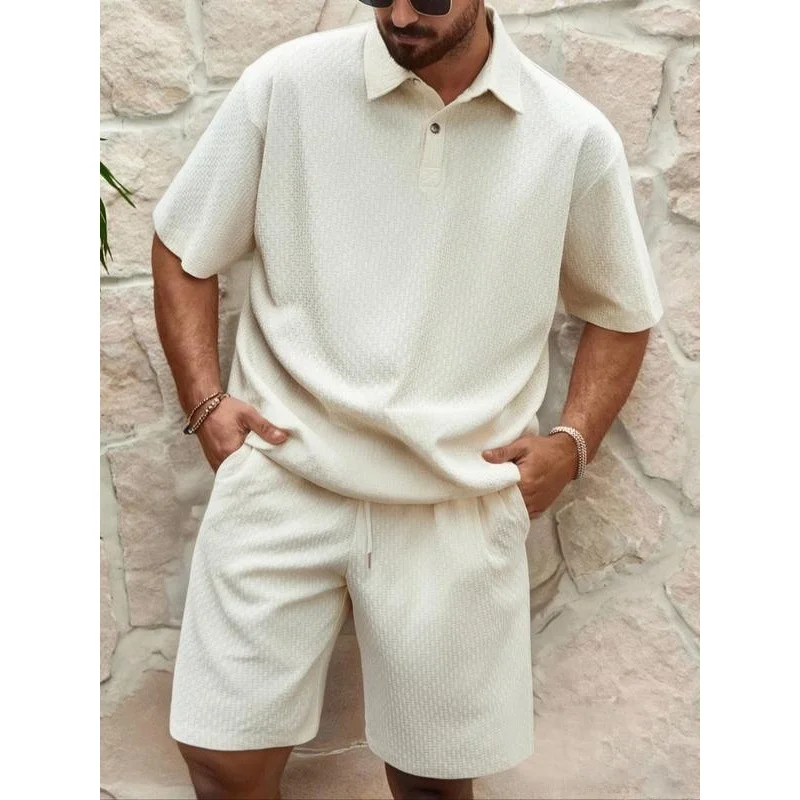 

D 85631 Jacquard Set Embroidered Shirt Casual Sportswear Seven Sleeve Length Four Seasons Suitable for Men