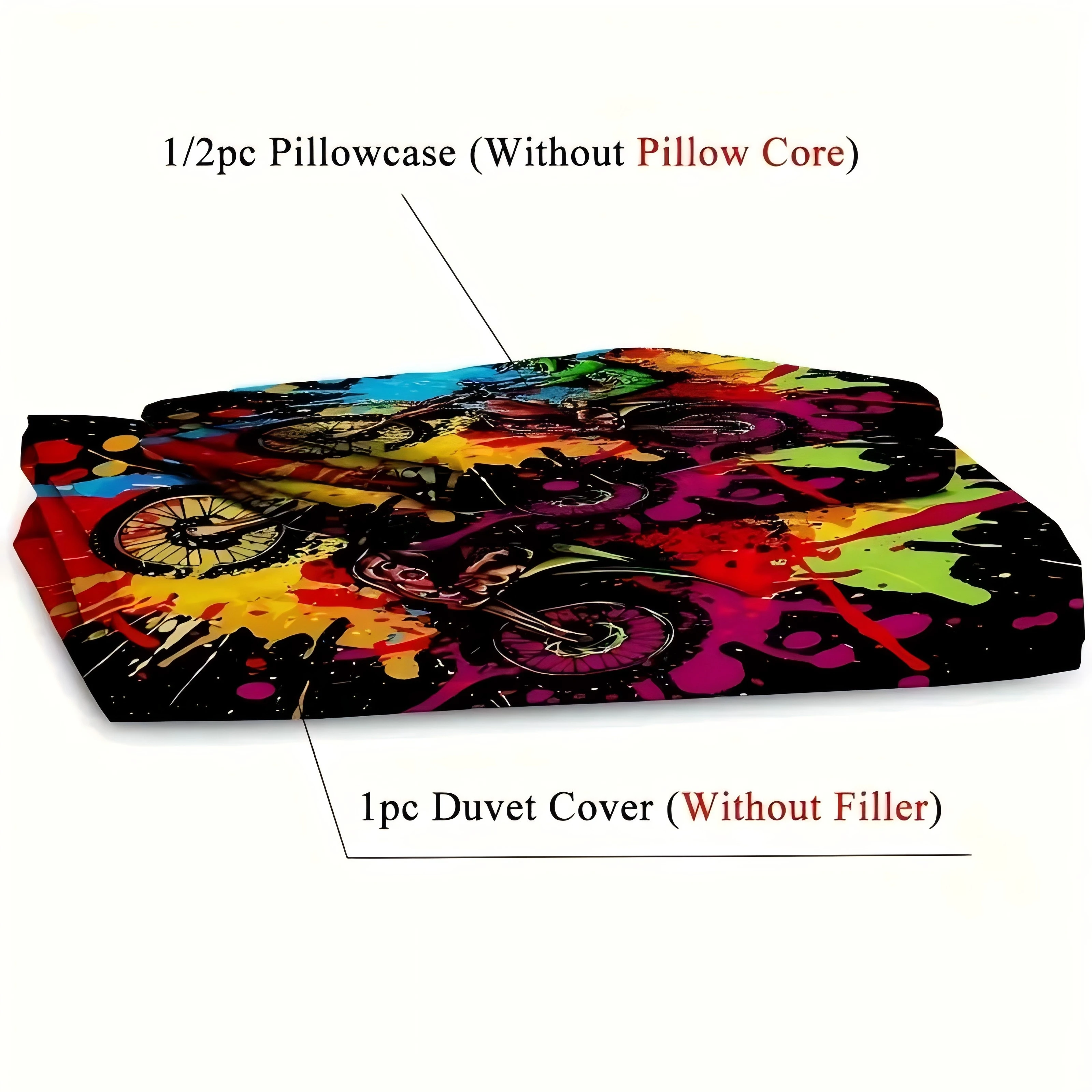 المتطرفة الرياضة اللون التعادل صبغ الترابية دراجة نارية ثلاثية الأبعاد طباعة للبنين الرجال الفراش غطاء المخدة الملونة الكتابة على الجدران نمط غطاء لحاف