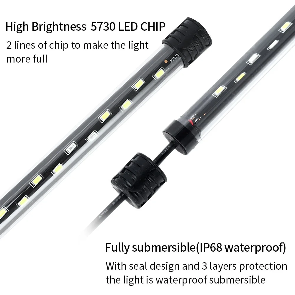 Luz sumergible para acuario, lámpara impermeable, luces LED subacuáticas, 18-54CM