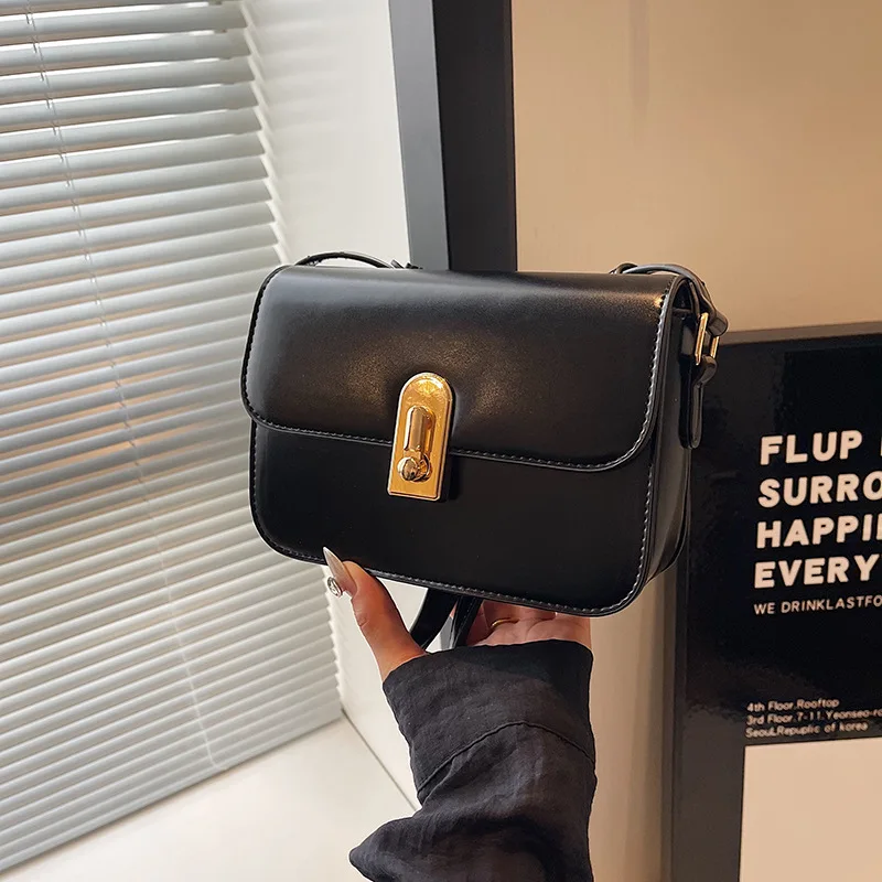 

New stylish and minimalist high-end feel PU solid color trendy everyday versatile small square crossbody shoulder bag