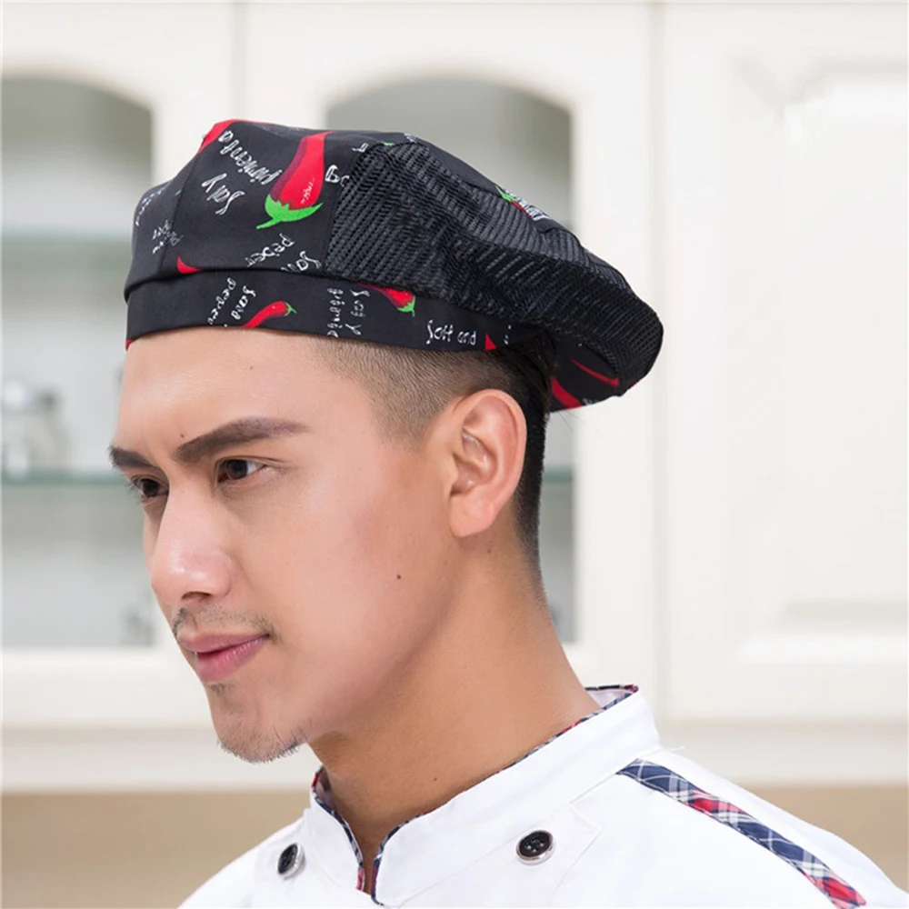 Men Women Patchwork Work Wear Bake Cafe Restaurant Breathable Cook Beret Waiter Cap Chef Hats Kitchen Tools