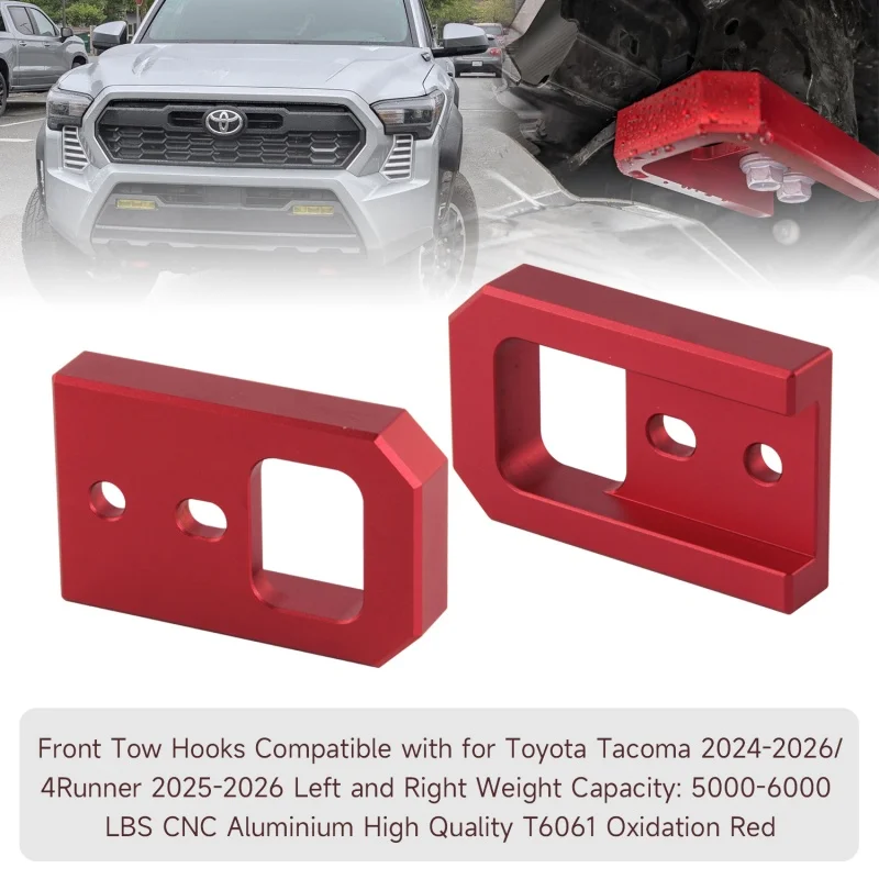

For Toyota Tacoma 2024-2026 / 4Runner 2025-2026 2.4L Tow Hooks Car Tow Hooks Red