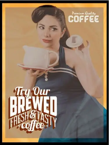 Try Our Brewed Coffee Metal Wall Plaque Art Vintage tin sign retro Kitchen sign