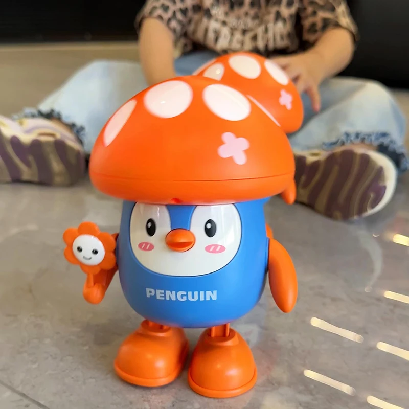 

Recording Tongue Talk Dance Mushroom Baby Electric Penguin With Music Llight Cartoon Doll Sound Light Children's Education Toys