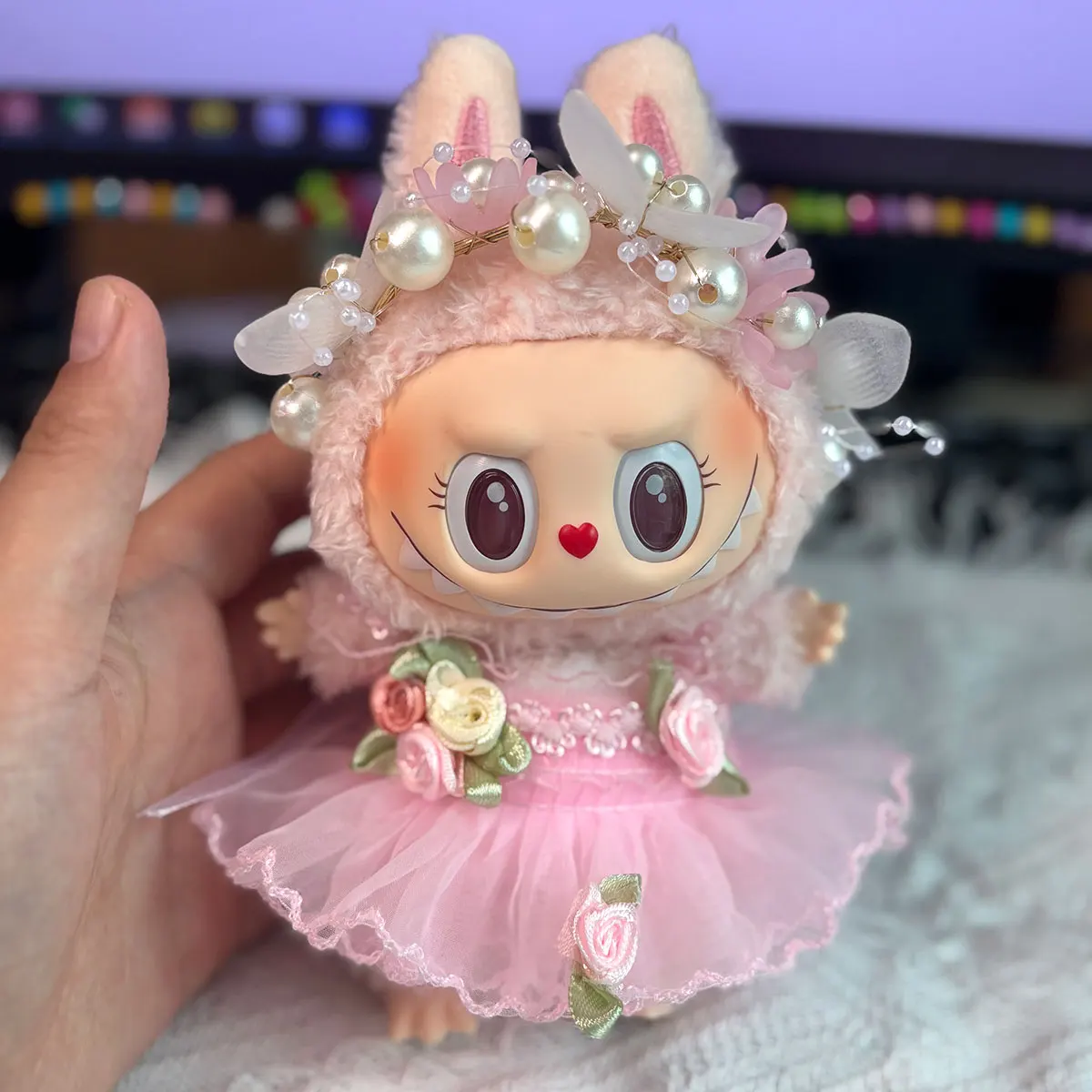 For Labubu Doll Clothing  Strap Pants with Mini Headphones and Mini Camera 17cm Clothing Shoes Doll DIY Accessories Training Sit