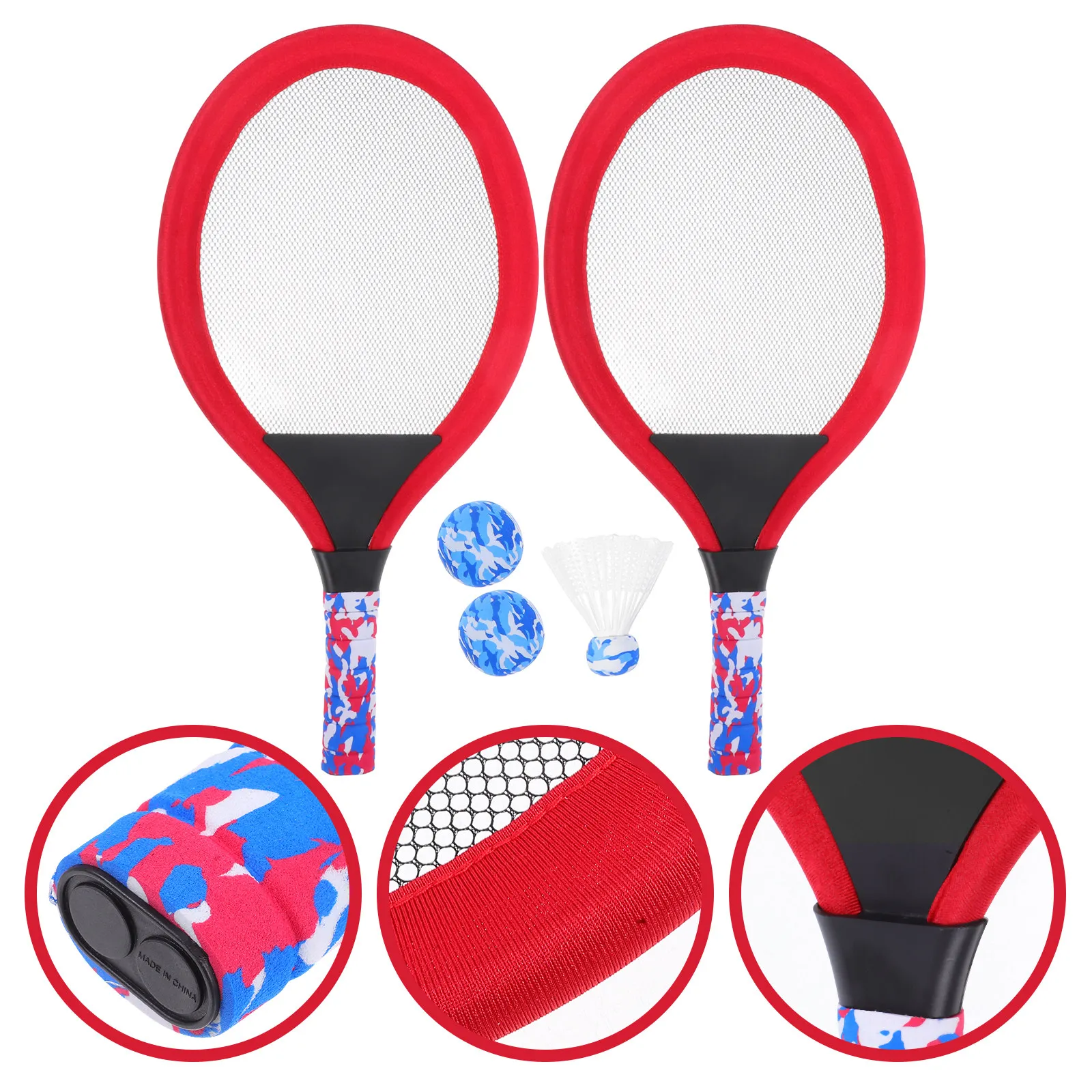 

1 Pair Tennis Rackets Multifunctional Eva Badminton Racket Set for Outdoor Kindergarten Sports 's Beginner Practice
