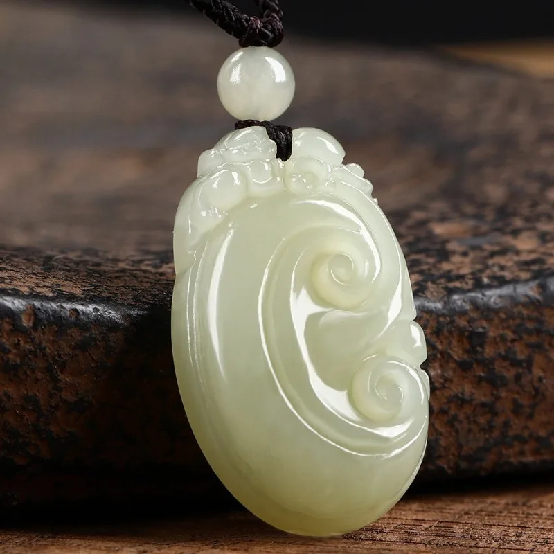 

Новый кулон из натурального синего и белого нефрита Ruyi, классические модные украшения в этническом стиле