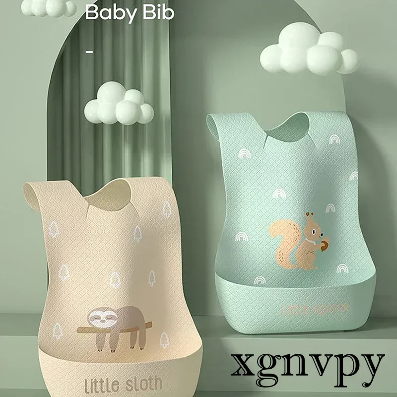 xgnvpy Baby Bib Waterproof Baby Baby Kids Supplementary Food Rice Pocket Soft Disposable Saliva Bib Waterproof Cartoon Cute