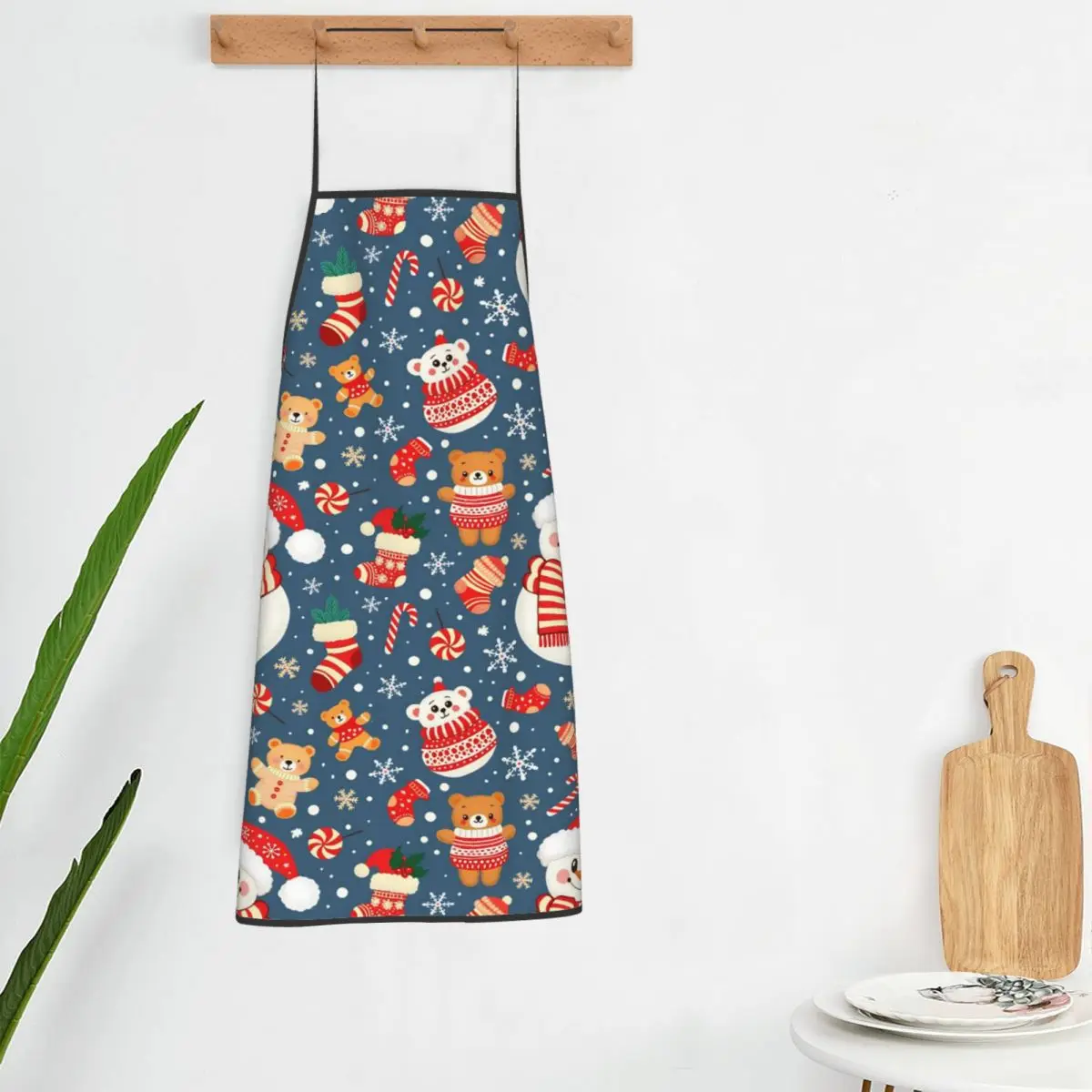 Avental de boneco de neve de Natal, acessórios de cozinha domésticos personalizados, aventais de barbeiro sem bolso