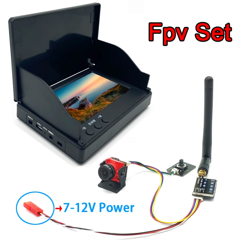 5.8G 4.3 Inch Wireless FPV Monitor 480x272 built in battery and 600mw fpv Transmitter 40CH VTX+CMOS 1200TVL fpv Camera for RC