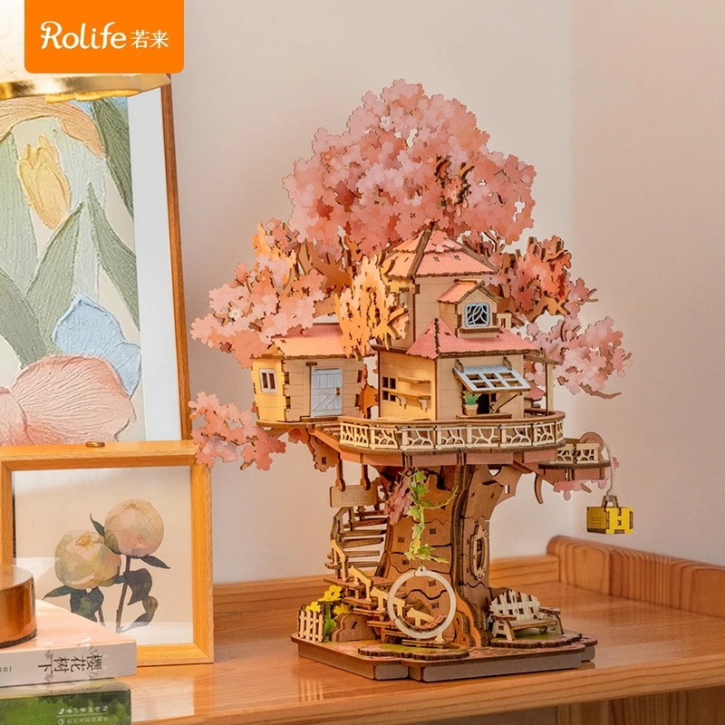 사쿠라 나무 빌딩 블록 하우스를 구축하는 키트 3d 나무 퍼즐 식물 분재 성인 어린이를위한 홈 장식 선물