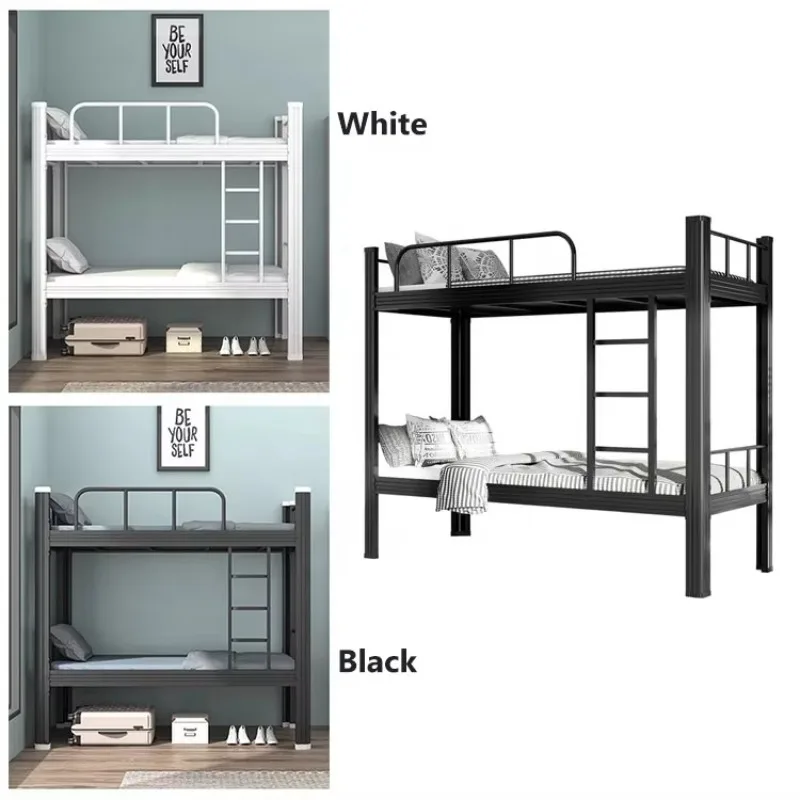 Heavy Duty Double Bunk Bed Twin Queen Metal Frame with Loft Square Tube Italy Design Dormitory Bed for Bedroom Application