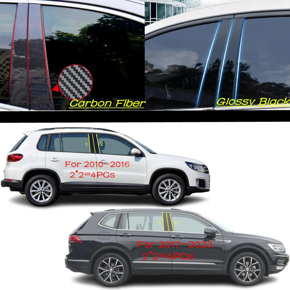 Car PC Material Pillar Post Cover Door Trim Window Molding Sticker Plate Accessories For Volkswagen VW Tiguan/L 2010-2023