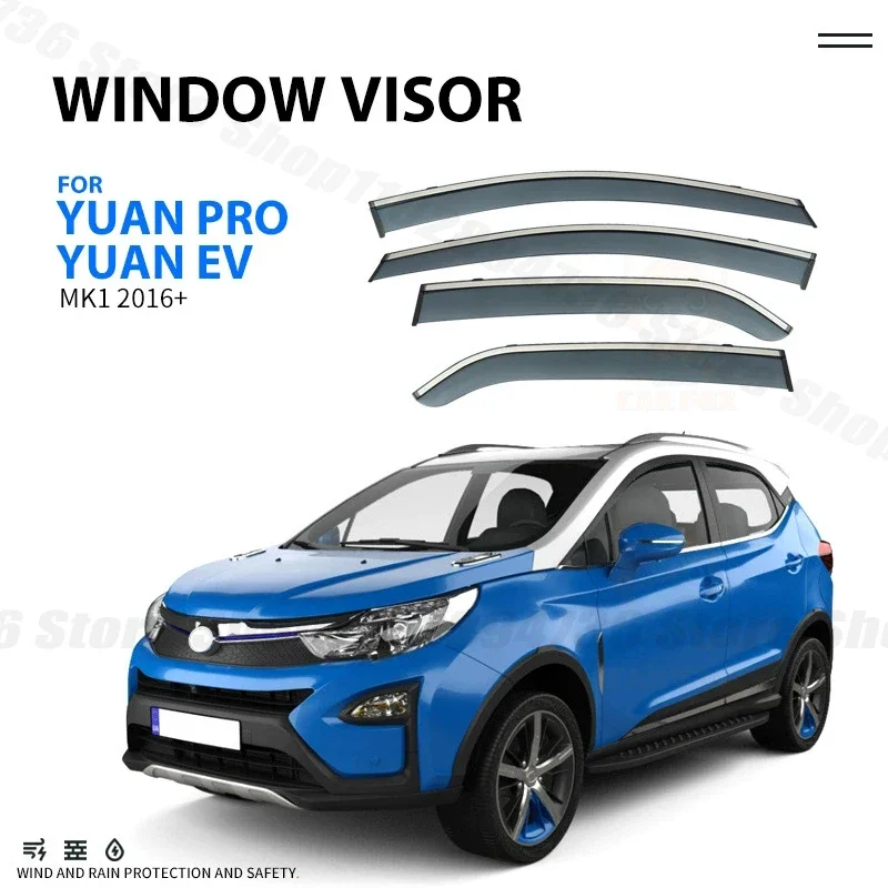 Window Visors For BYD Yuan PRO/Yuan EV MK1 2016+ Side Window Rain Guard Wind Deflector Weathershield Vent Visor for Car Windows