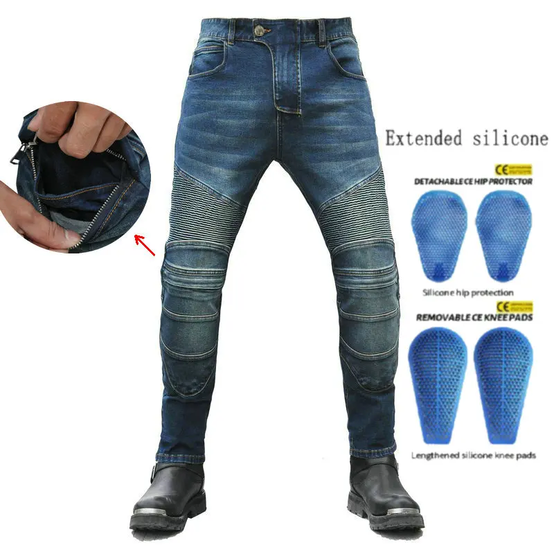 

Loong Biker Motorcycle Classical Riding Pants Locomotive Straight Loose Sports Casual Protective Jeans Knight CyclingTrousers