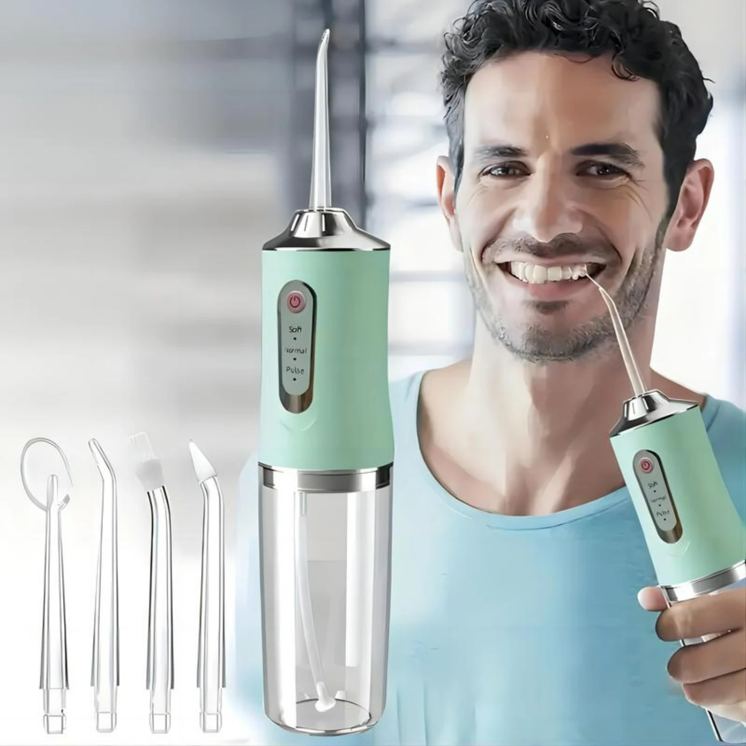 ポータブル、リサイクル可能、使いやすい母の日ギフト: DIY 4 ジェット付き 4-in-1 コードレス ウォーター フロッサー - 旅行や旅行に最適です。