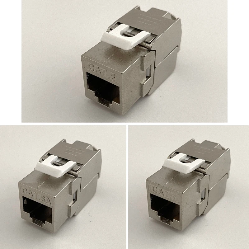 RJ45 CAT6 Tool-Less STP Shielded Keystone Jack Module,Self-Locking Cat7 CAT6A CAT6 Zinc Alloy Network Coupler Adapter