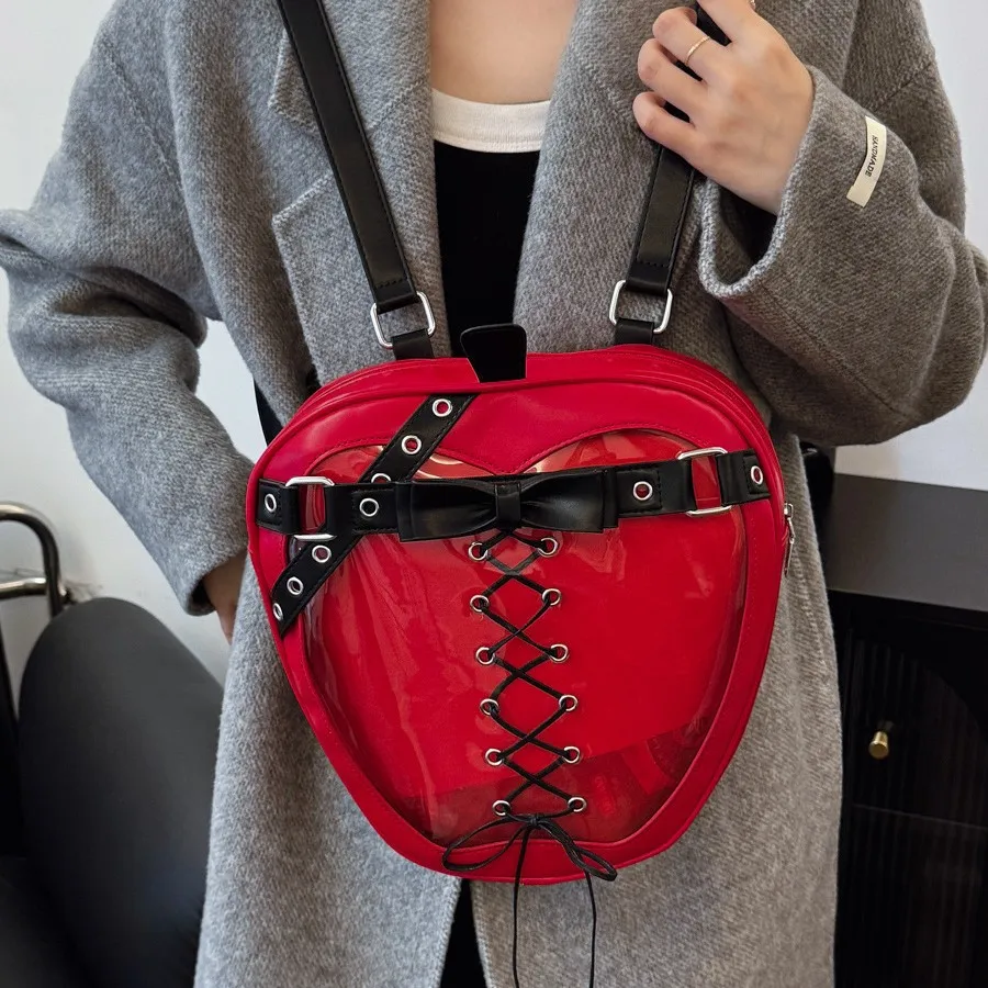

New Cute Green Apple Chain Double Shoulder Pain Bag, Personalized Strap Bow Backpack