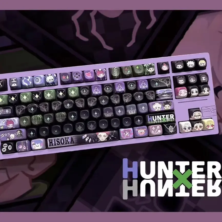 Hunter X Hunter Keycaps Anime MOA Keycaps 142 Keys Gift Cute DYE-Sub Mechanical Keyboard for 64/68/87/84/104 Alice/ANSI Layout