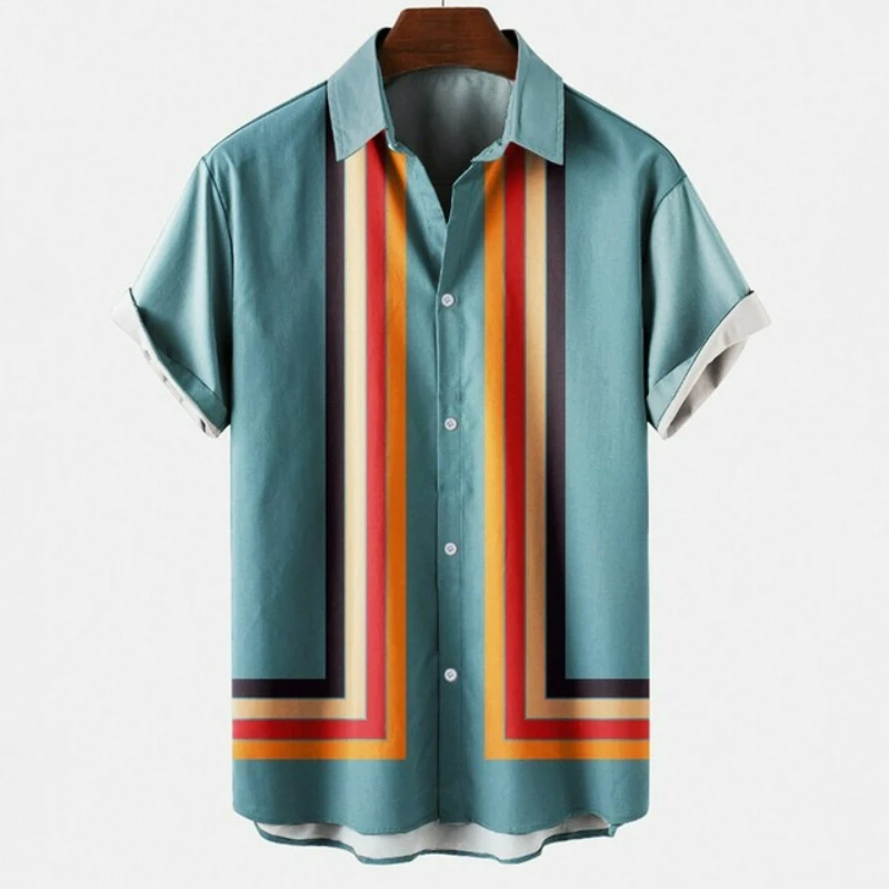 Summer New Large Size Men's Casual Digital Printing Short-sleeved Shirt Hawaiian Men's Shirt Temperament Fashion Individuality