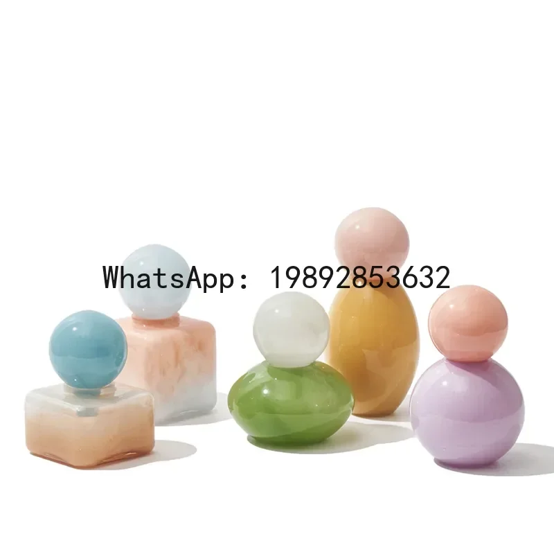 Glass Vase Geometric Sphere with Lid Color Aromatherapy Bottle Desktop Storage Container Cute Glass Bottle Terrarium Flower Pot