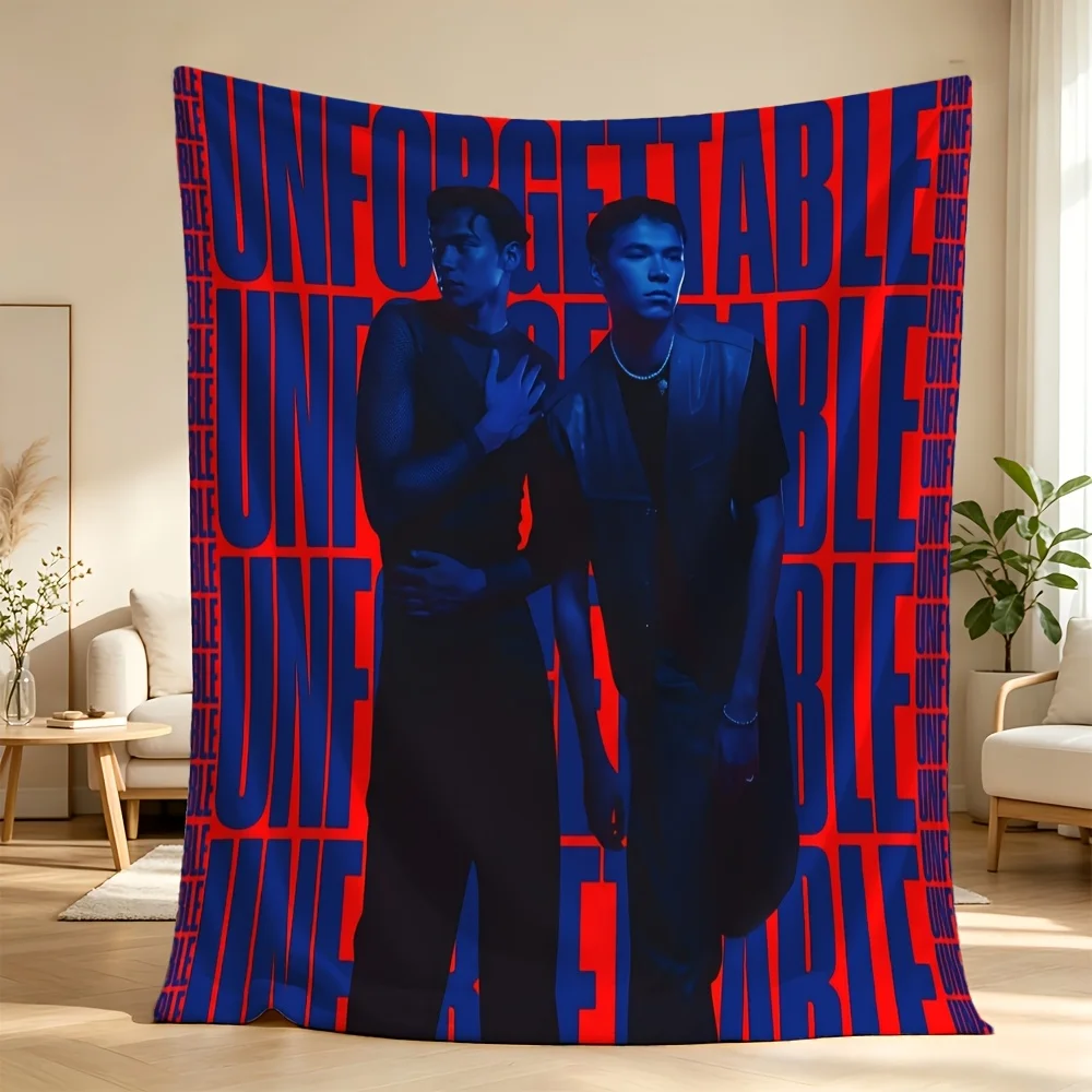 Luxury Large Unforgettable Typography Throw Blanket Sofa Cover Art Print Red Blue Modern Boho Decor 150x200cm