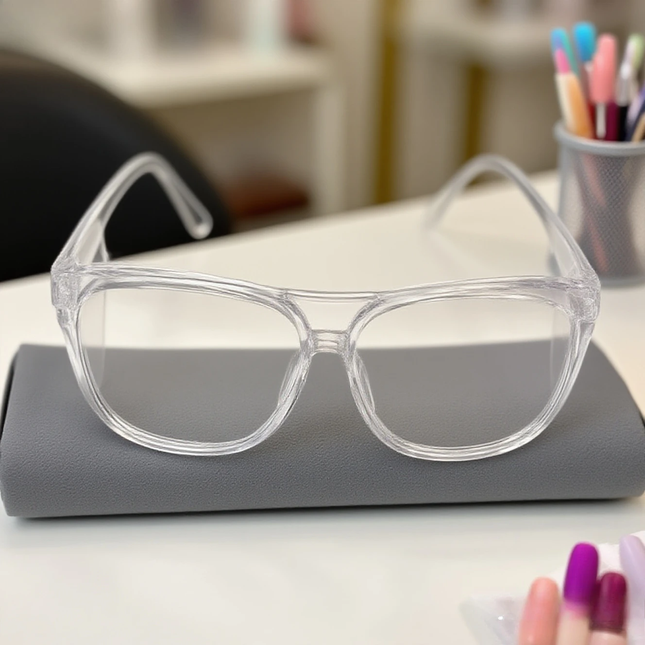 2 SZT. Przezroczyste Okulary Manicure do Polerowania Paznokci, Chroniące Przed Kurzem i Wodą, Zapobiegające Rozpryskiwaniu się w Oko, Narzędzie do Usuwania Lakieru Hybrydowego