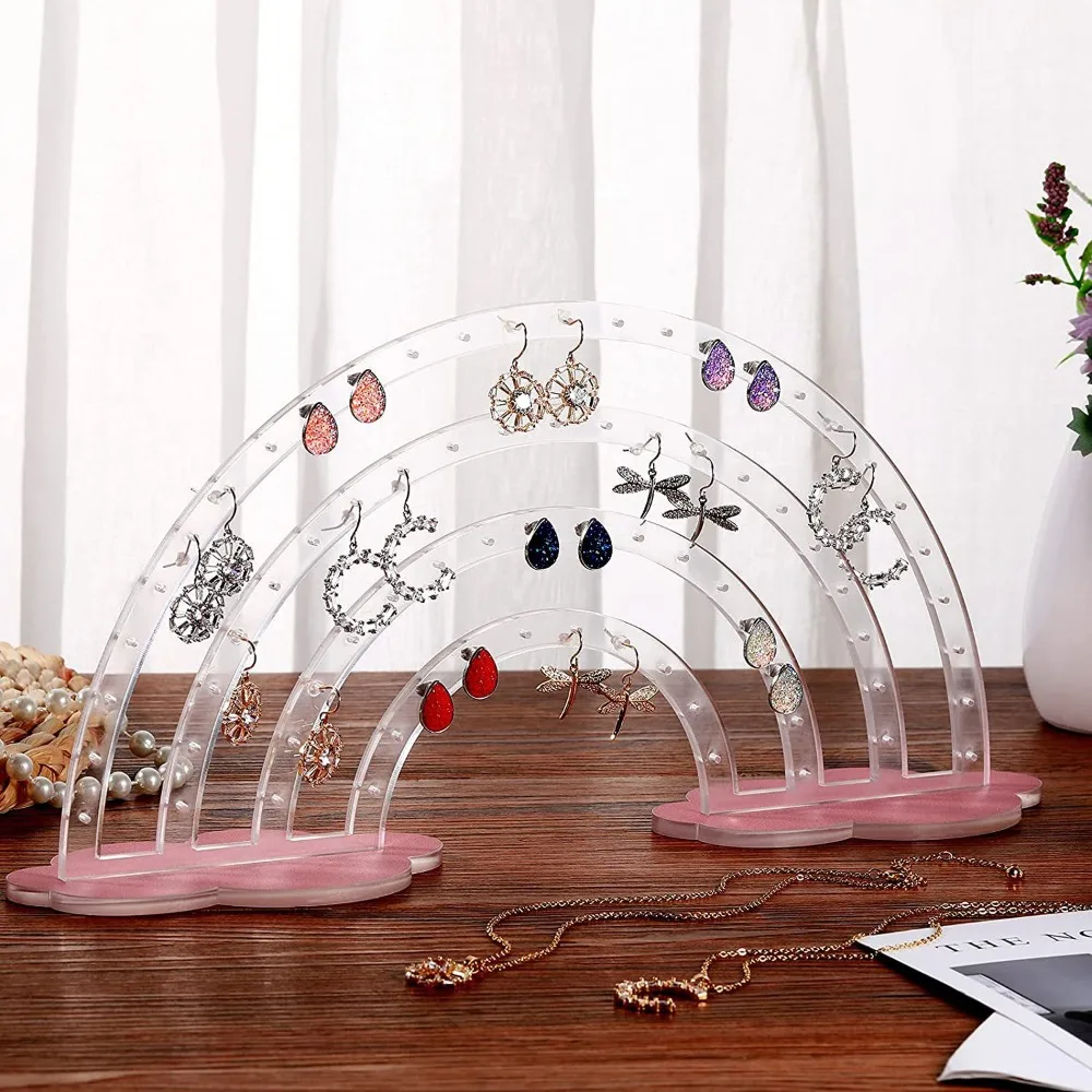 

Jewelry Organizer Cloud Rainbow Earrings Stand Desktop Display Detachable Ear Studs Display Holder Transparent DIY