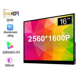 VCHANCE 16 Inch 2.5K Portable Monitor 2560*1600 16:10 100%DCI-P3 HDR 500Nit Travel Gaming Display for Laptop Xbox Switch ps4 ps5