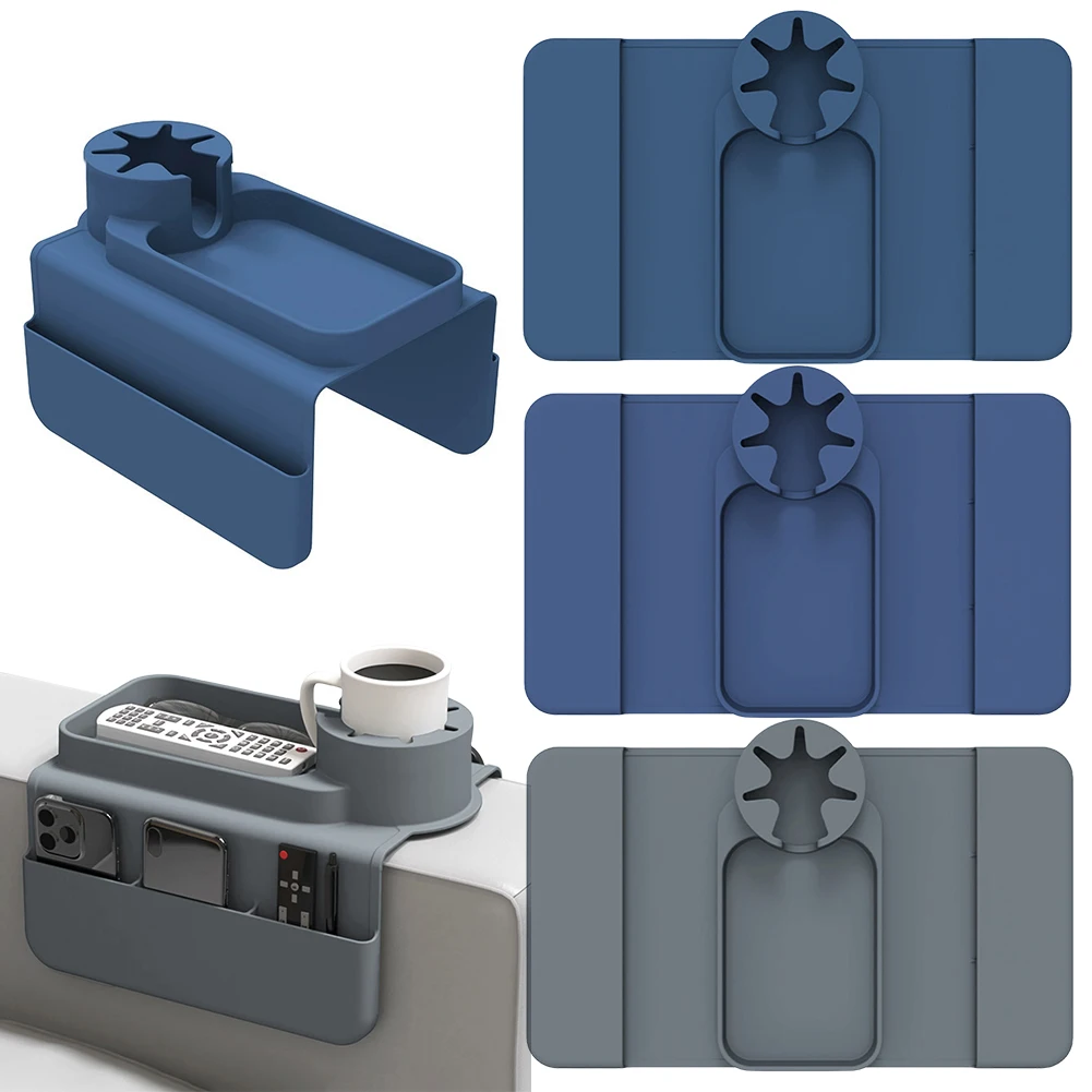 

Подстаканник для дивана, силиконовый противоскользящий держатель для напитков на подлокотник с боковыми карманами, органайзер для пульта и телефона