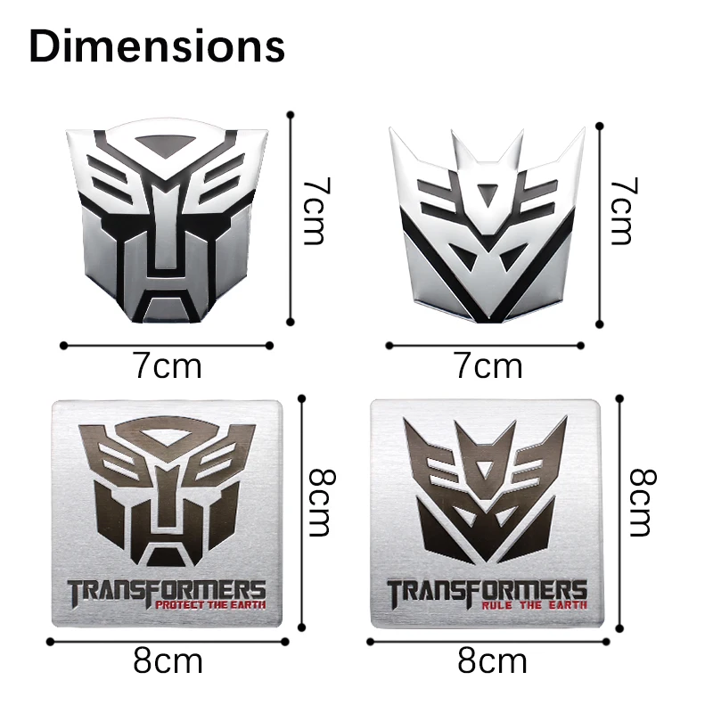 1Pcs 3D Aluminum Cool Autobots Logo Transformers Badge Emblem Car Styling Auto Body Side Fender Decoration Stickers Accessories