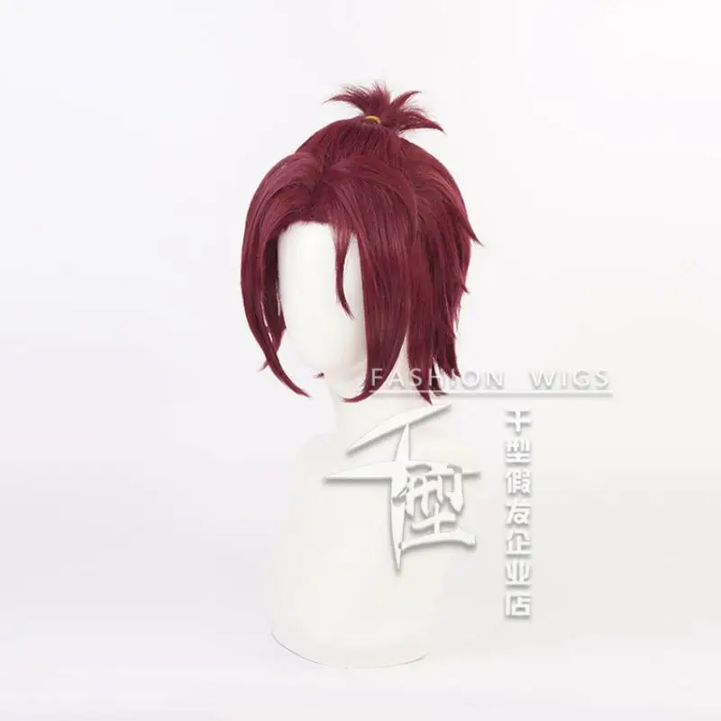 Game Ensemble Stars Isara Mao Cosplay Wigs Wine Red Short Hair Heat Resistant Synthetic Halloween Party Accessories Props