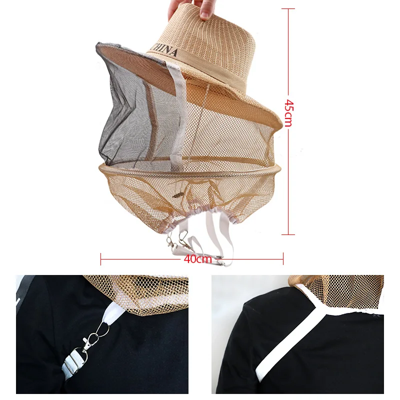 1pcs Beekeeping Hat Beekeeper Net Mosquito Hat Bee Insect Outdoor Bug Mesh Mask Head Protective Cap Beekeeping Tools
