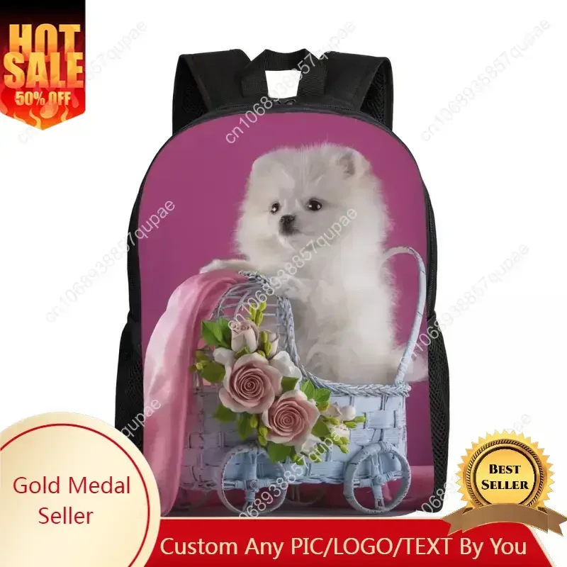 Cute Pomeranian Dog Pet Print Travel Backpack Women Men School Laptop Bookbag Spitz Puppy College Student Daypack Bags